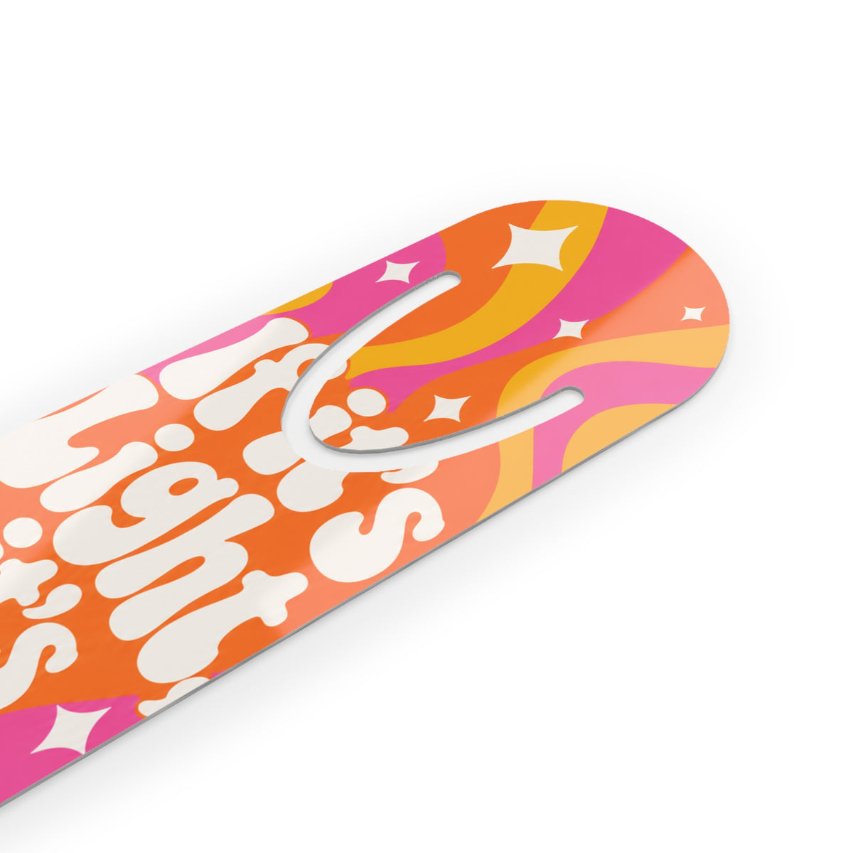 Retro 'If It's Light It's Right' Metal Bookmark — Psychedelic Orange & Pink