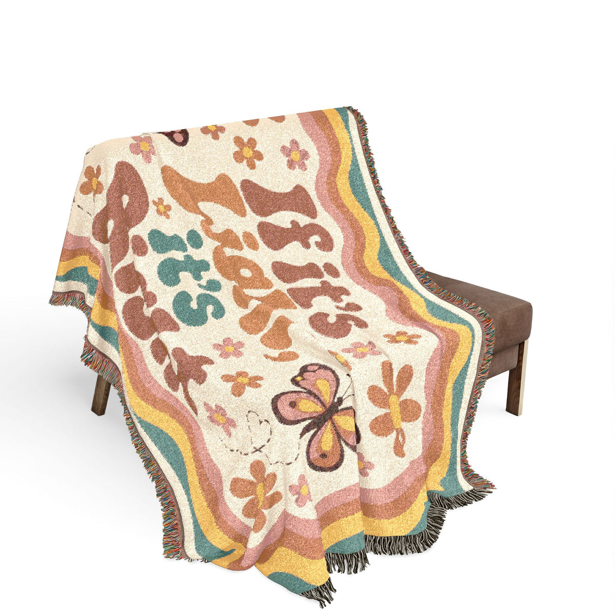 If It's Light It's Right Woven Throw Blanket — Retro Butterfly Boho Decor