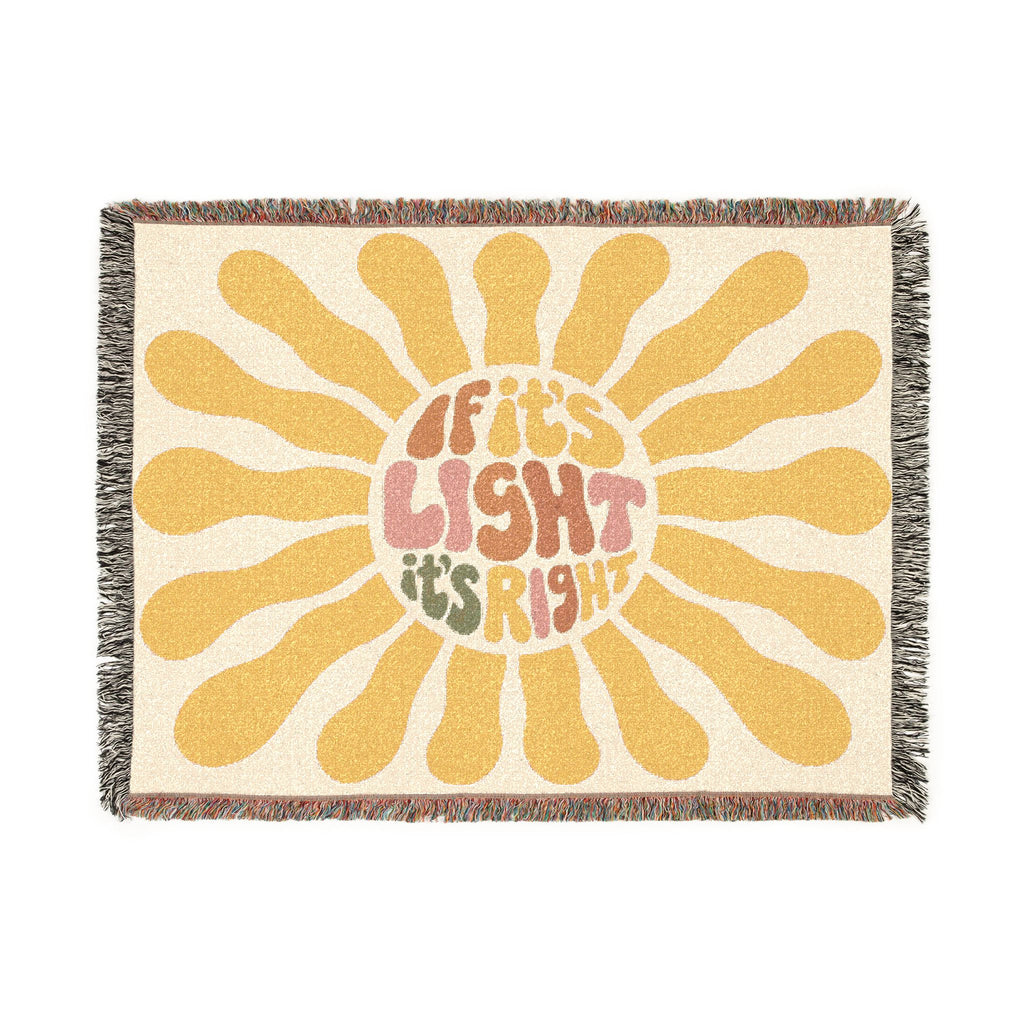 Woven Blanket — "If It's Light, It's Right" Retro Sunburst Throw