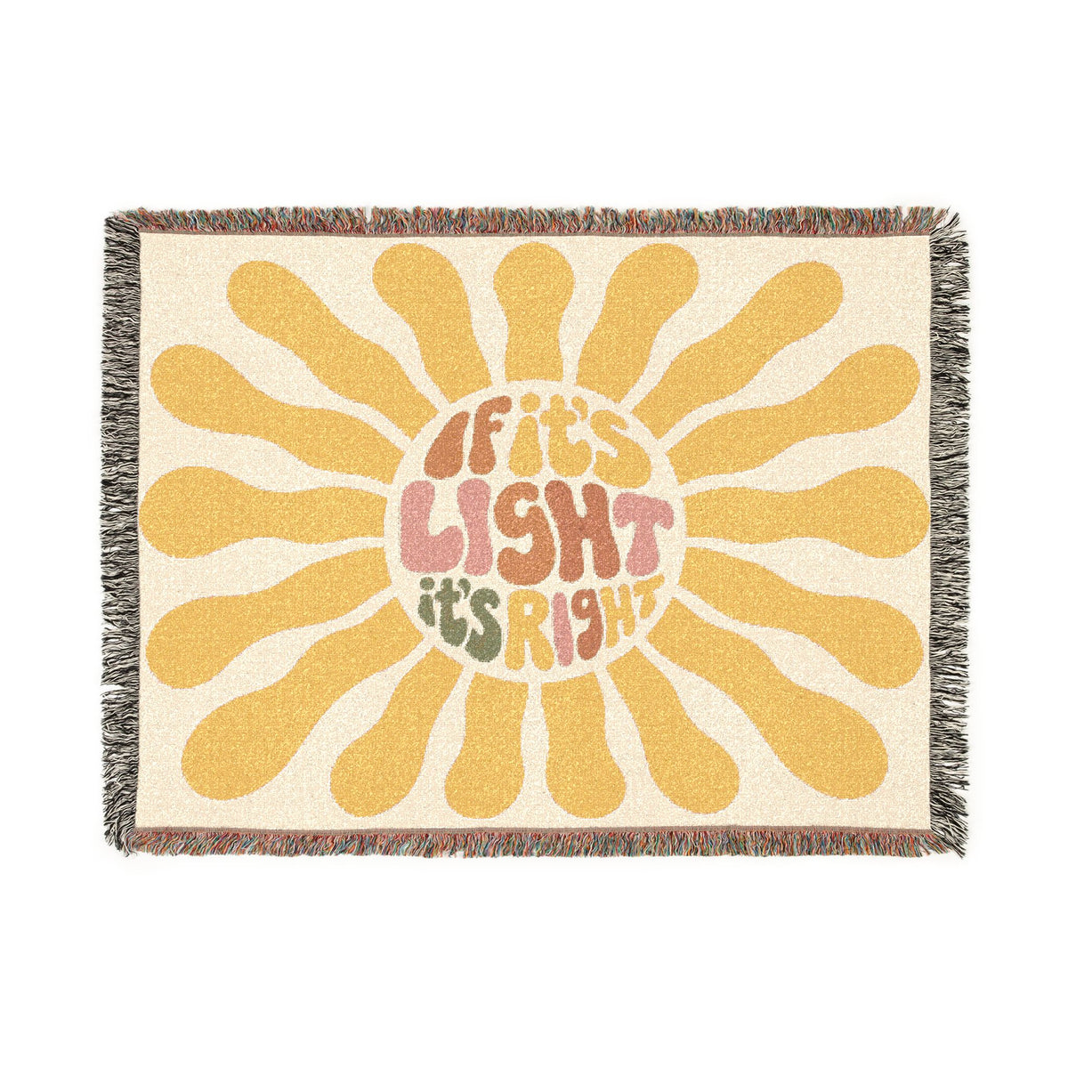 Woven Blanket — "If It's Light, It's Right" Retro Sunburst Throw