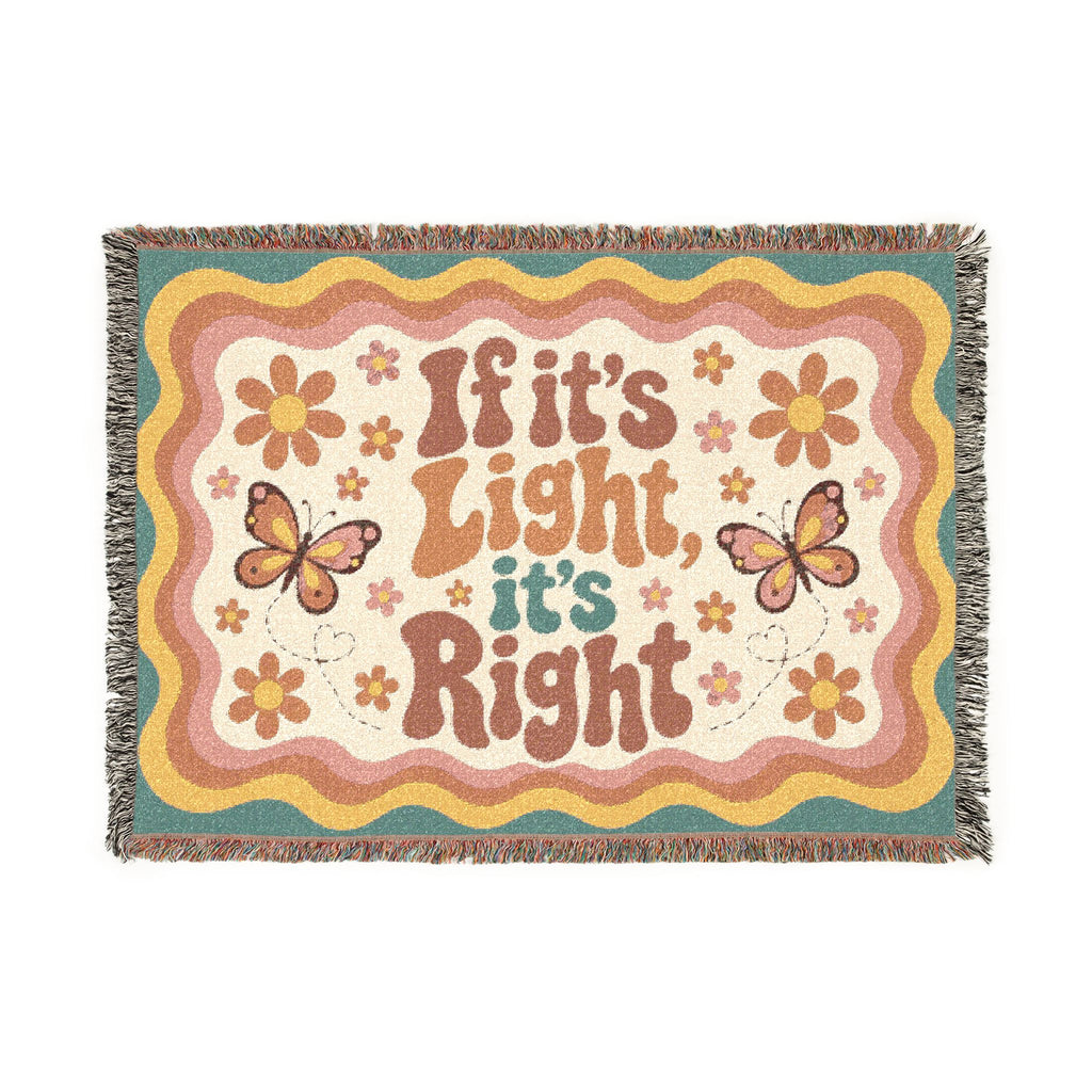If It's Light It's Right Woven Throw Blanket — Retro Butterfly Boho Decor