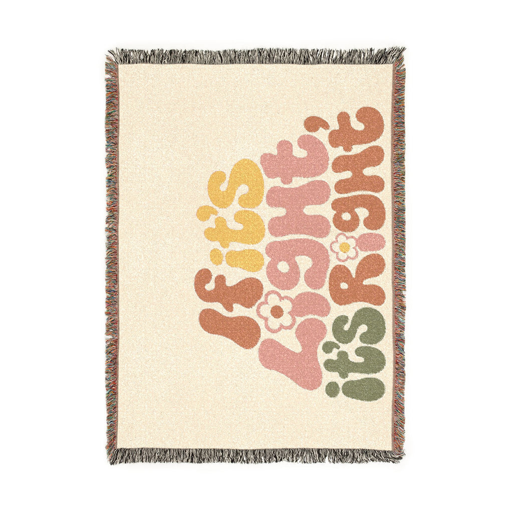 If It's Light, It's Right Woven Blanket — Retro Floral Typography Throw