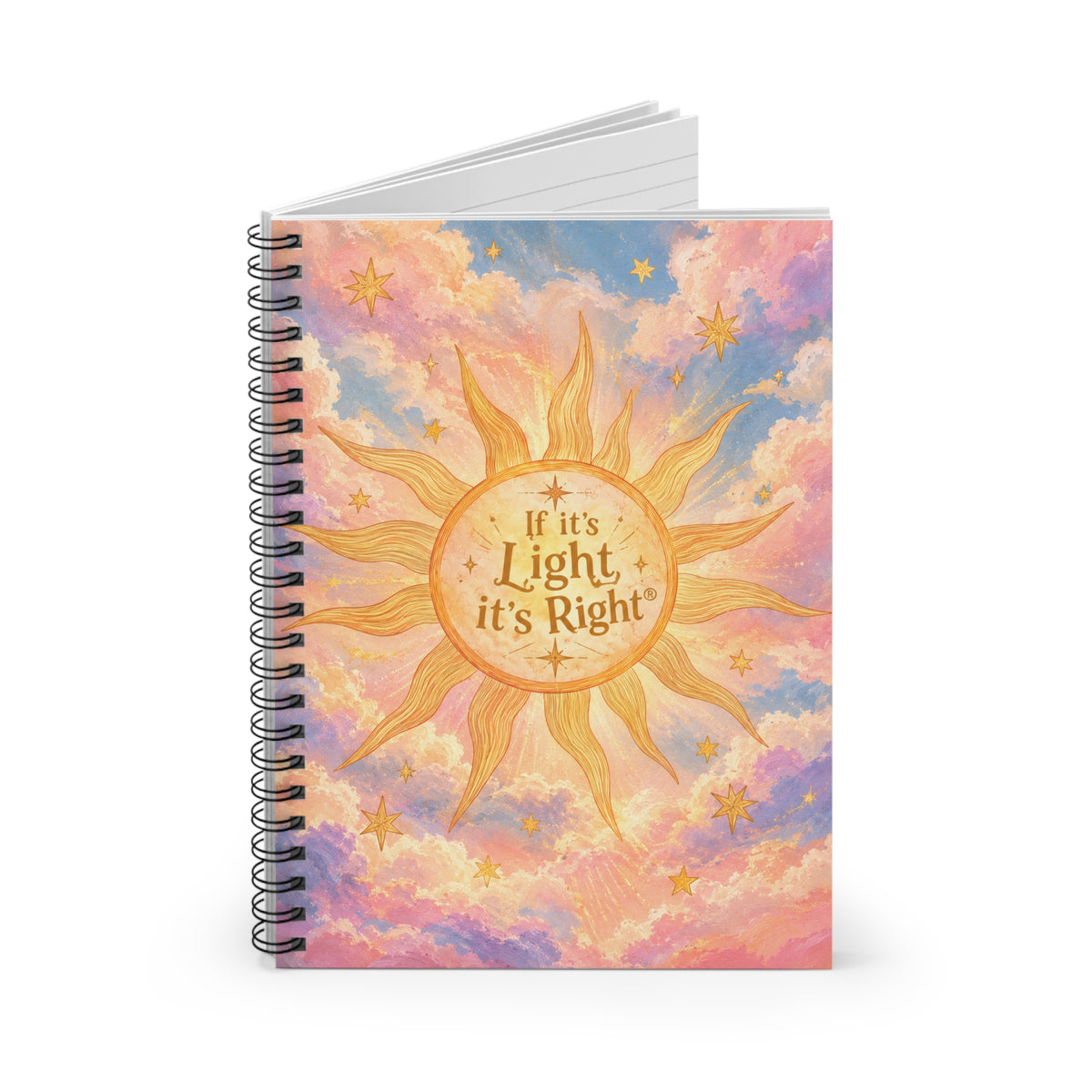 Spiral Notebook – “If It’s Light, It’s Right” Sun and Pastel Sky Journal