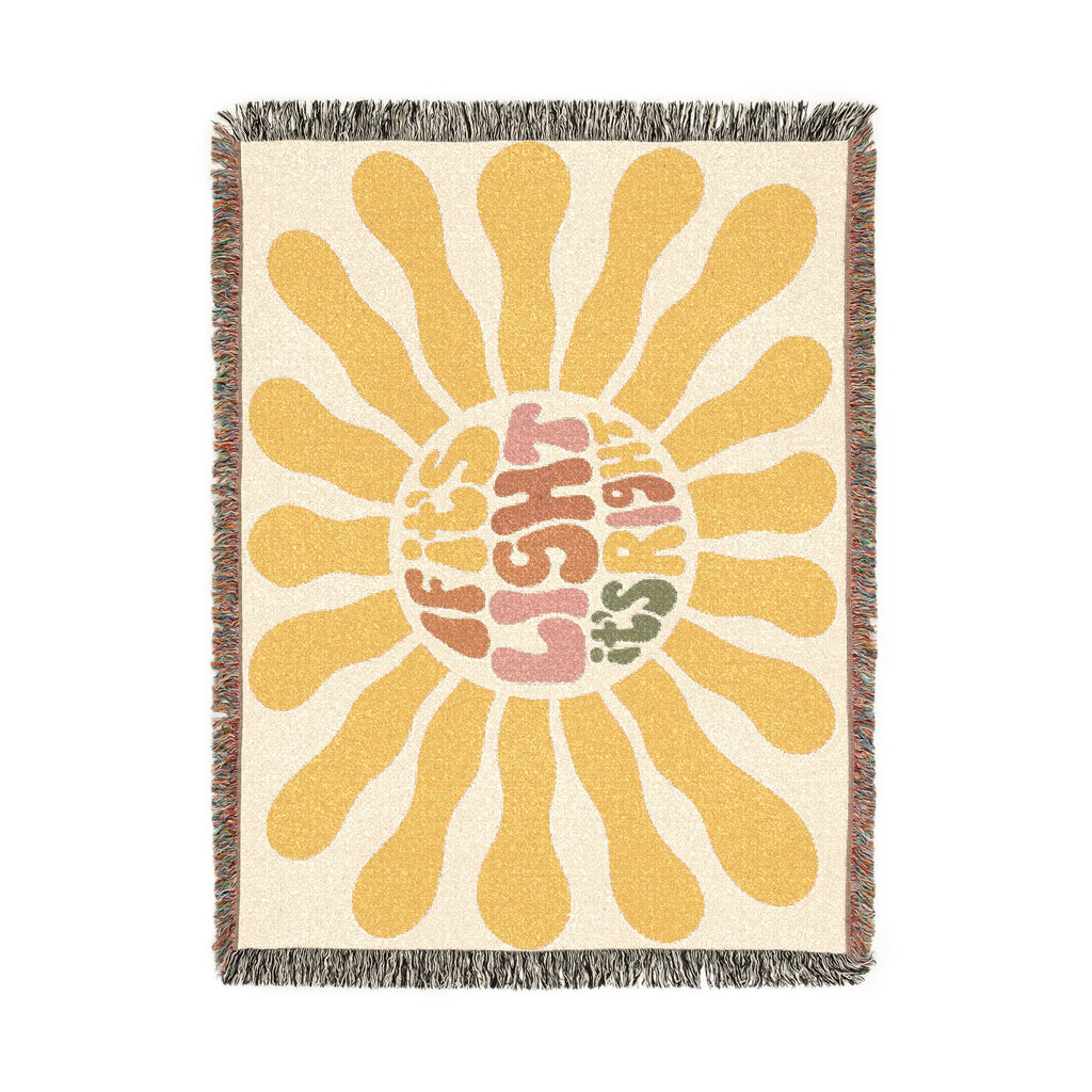 Woven Blanket — "If It's Light, It's Right" Retro Sunburst Throw