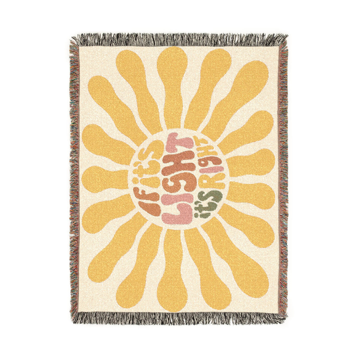 Woven Blanket — "If It's Light, It's Right" Retro Sunburst Throw
