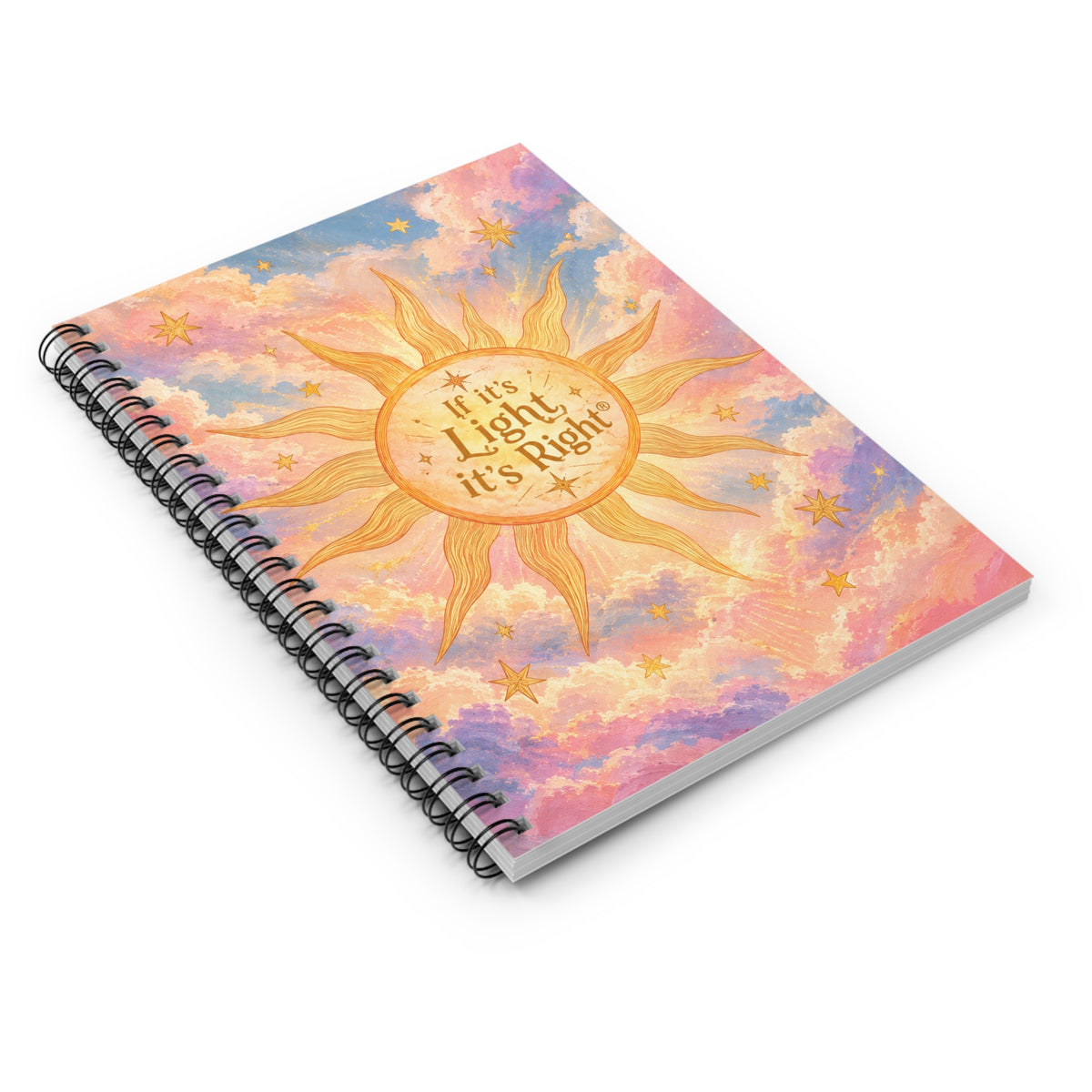 Spiral Notebook – “If It’s Light, It’s Right” Sun and Pastel Sky Journal