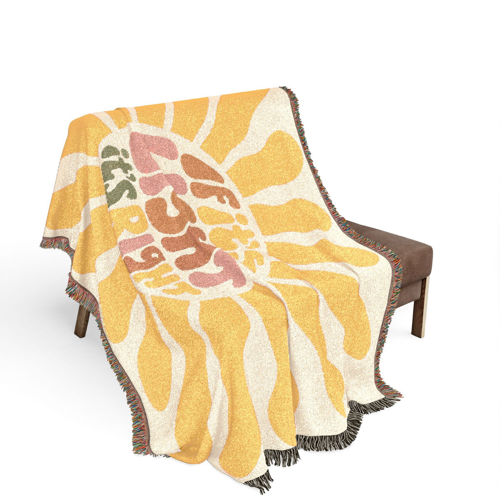 Woven Blanket — "If It's Light, It's Right" Retro Sunburst Throw