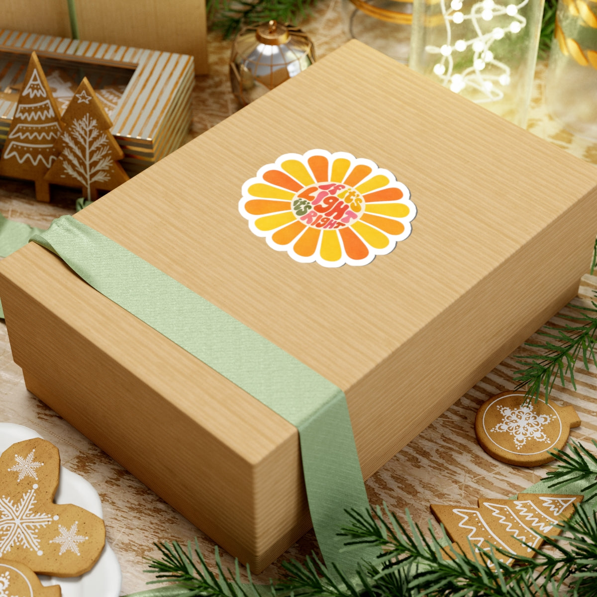 Retro Flower Sticker - "If It's Right It's Right" Sunshine Decal