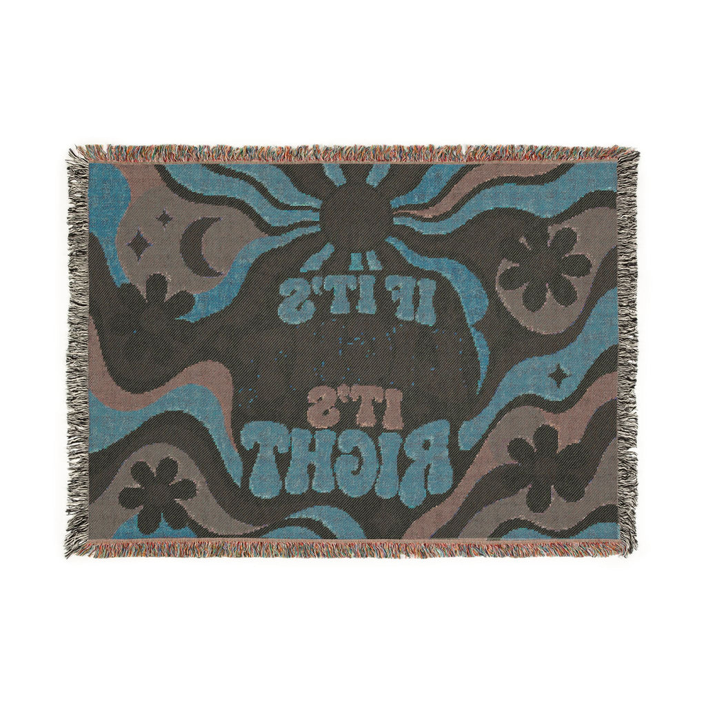 Woven Blanket — 'If It's Light It's Right' Retro Boho Throw