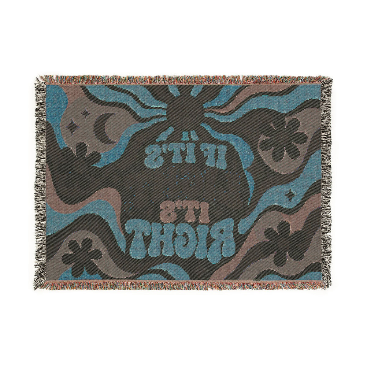Woven Blanket — 'If It's Light It's Right' Retro Boho Throw