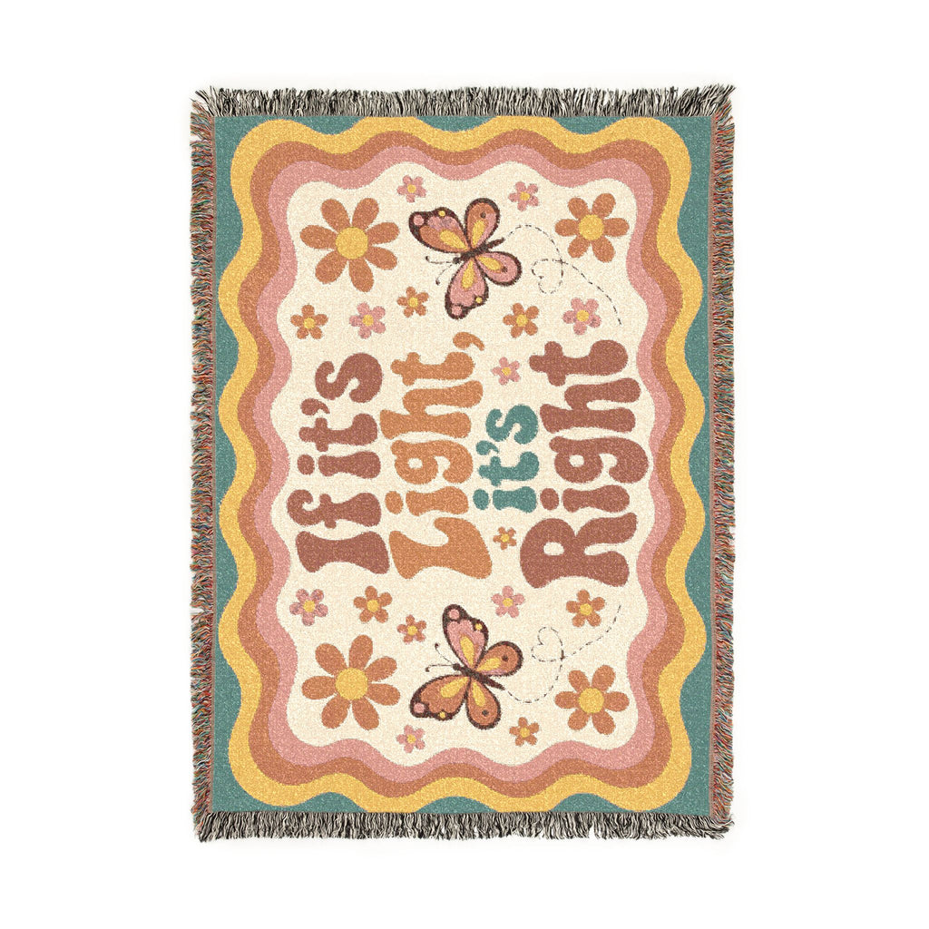 If It's Light It's Right Woven Throw Blanket — Retro Butterfly Boho Decor