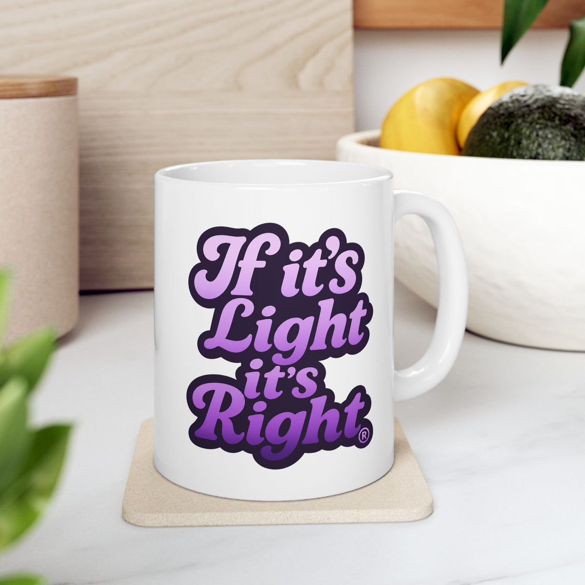 Motivational Ceramic Mug — "This Light Right" Purple Script Coffee Cup (11oz, 15oz)