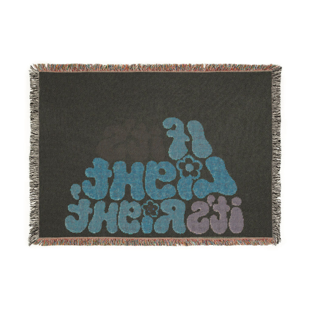 If It's Light, It's Right Woven Blanket — Retro Floral Typography Throw