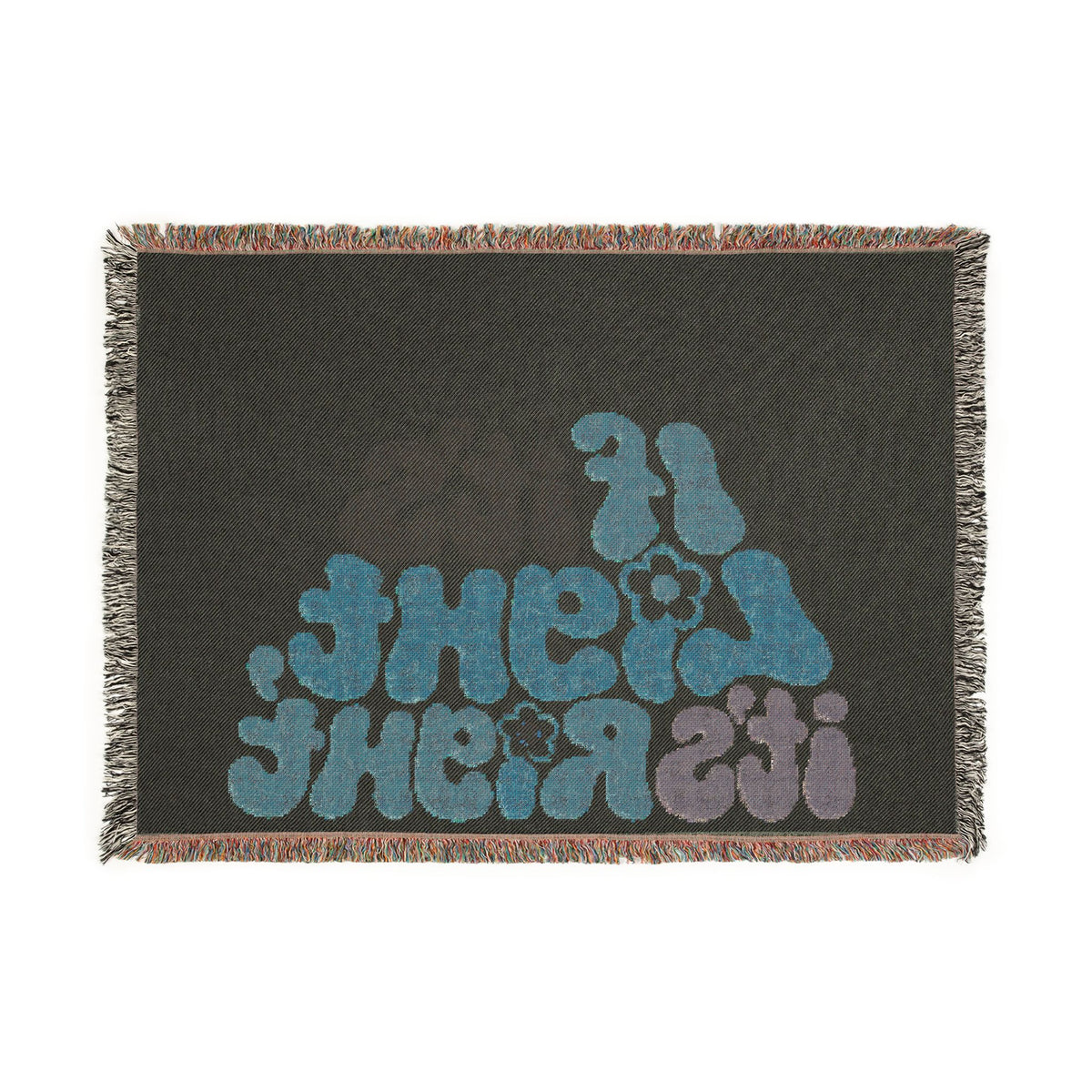 If It's Light, It's Right Woven Blanket — Retro Floral Typography Throw