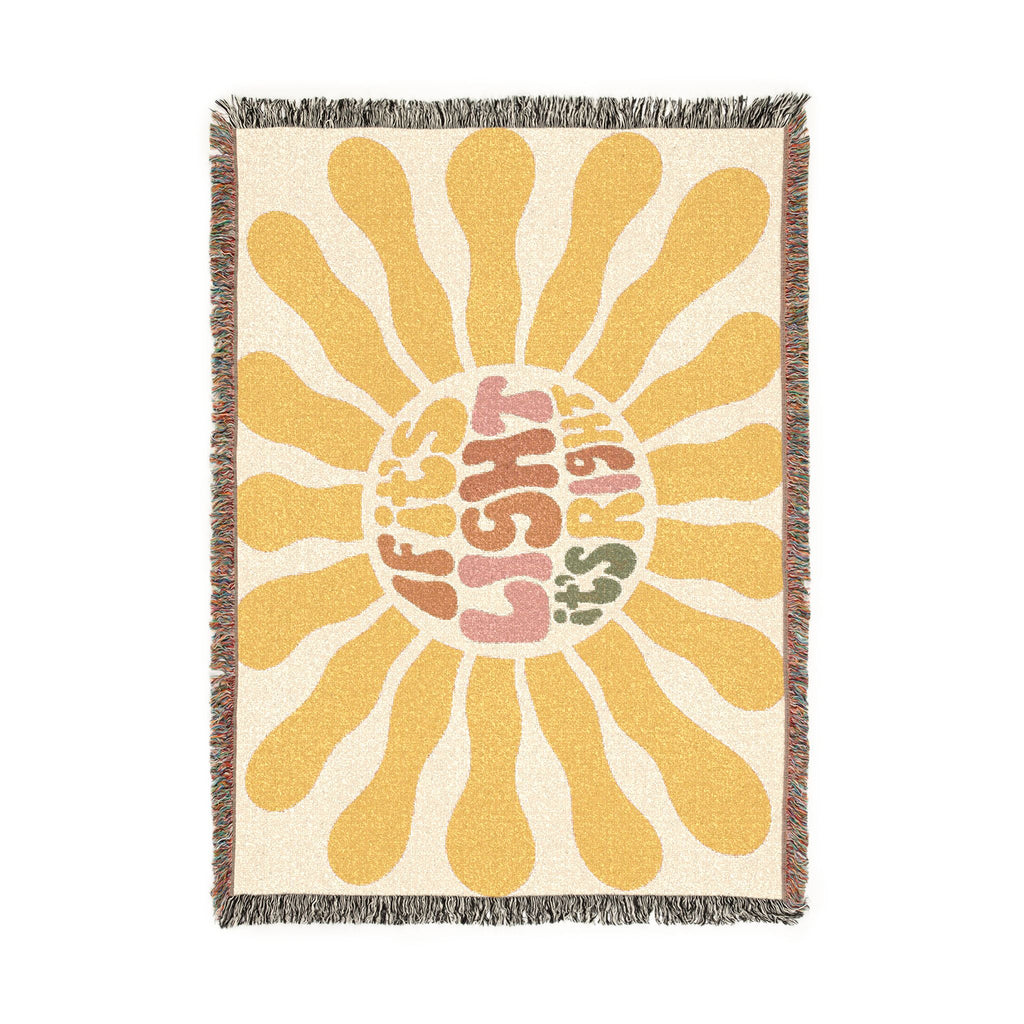 Woven Blanket — "If It's Light, It's Right" Retro Sunburst Throw