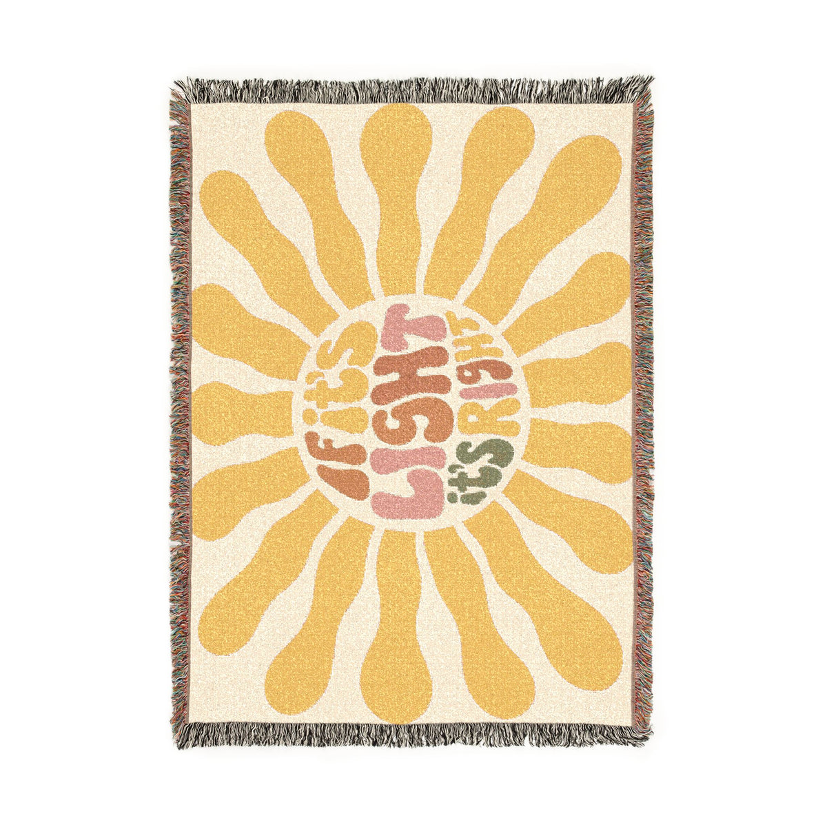 Woven Blanket — "If It's Light, It's Right" Retro Sunburst Throw