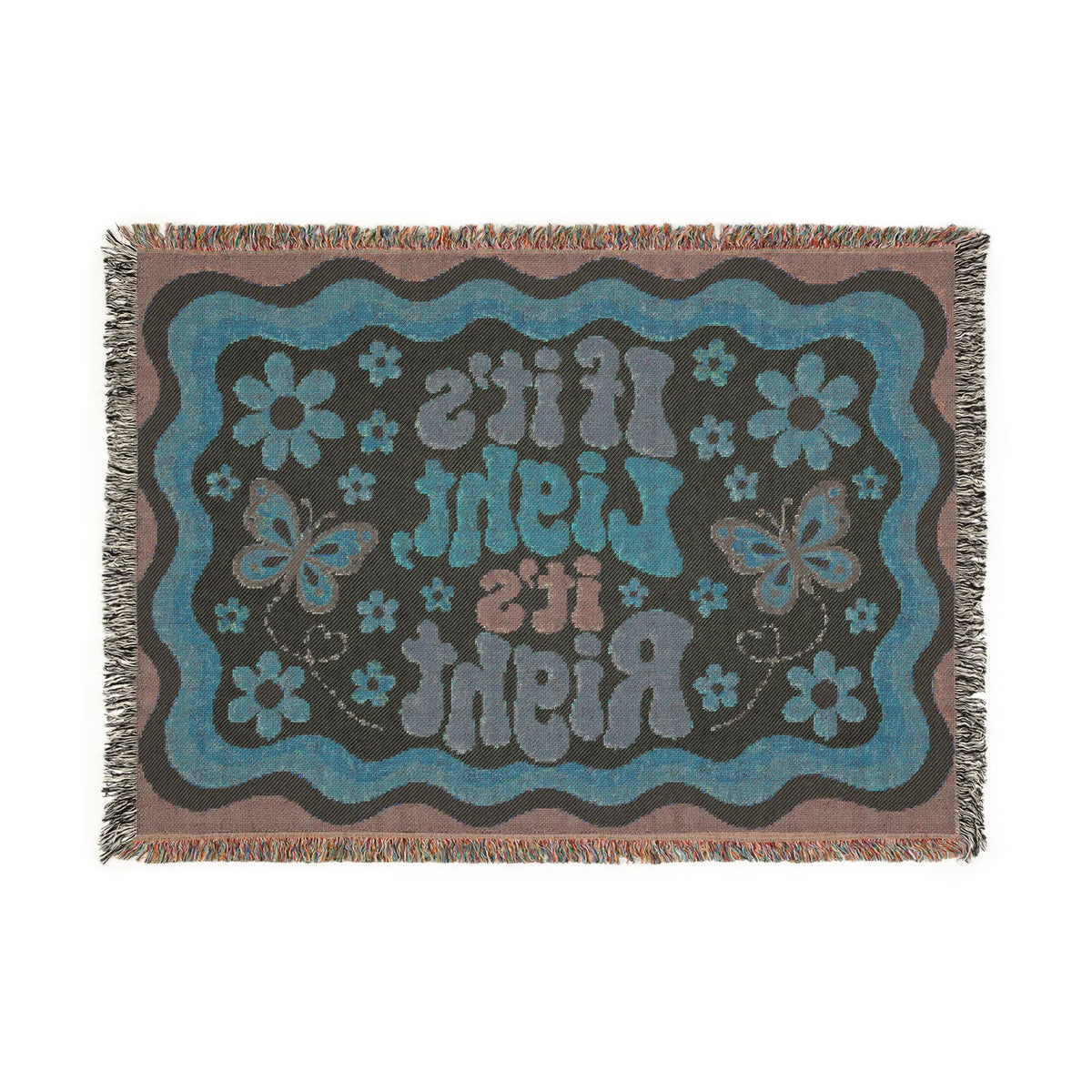 If It's Light It's Right Woven Throw Blanket — Retro Butterfly Boho Decor
