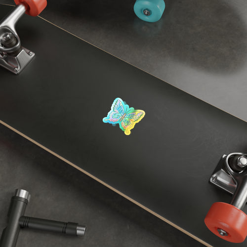 Holographic Butterfly Sticker — "If It's Light, It's Right" Die-Cut